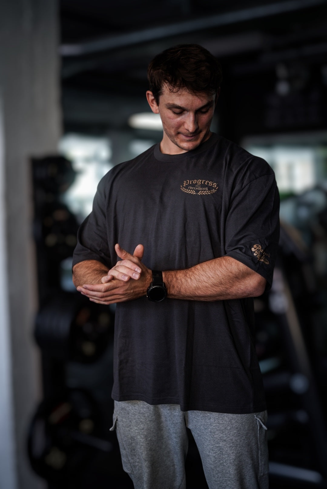 Progress Oversize Shirt Anthrazit Gold
