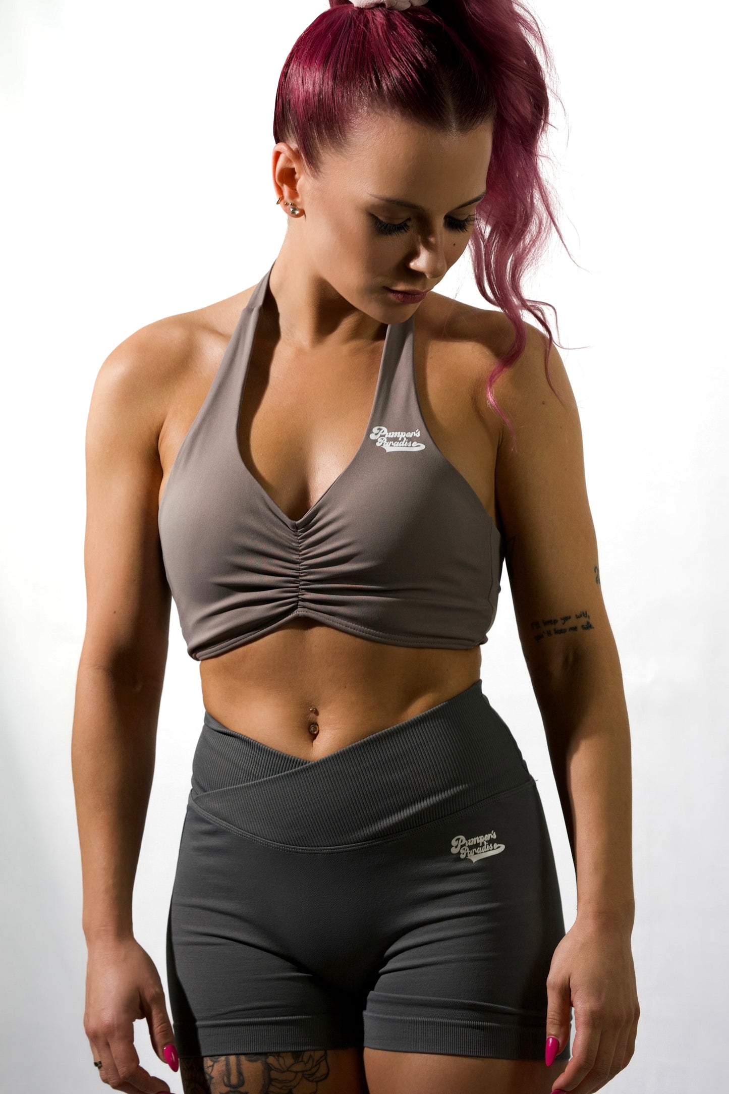 V-Shape Highwaist Shorts - Gray