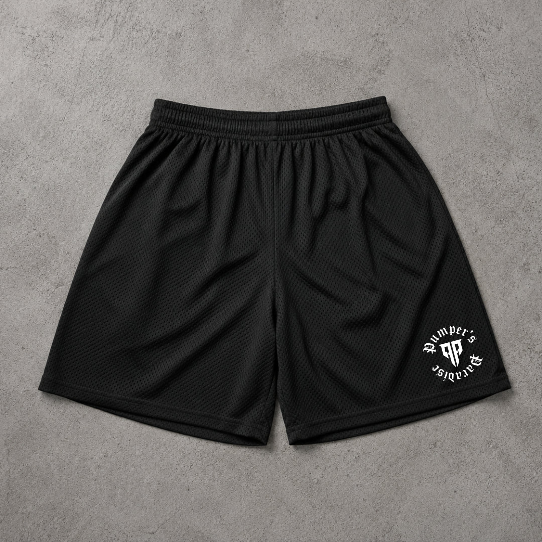 Emblem Light Mesh Shorts Black