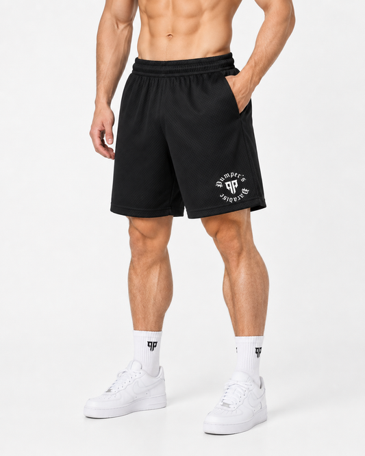 Emblem Light Mesh Shorts Black