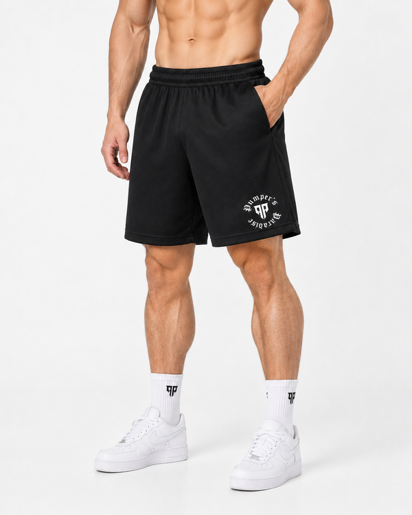 Emblem Light Mesh Shorts Black